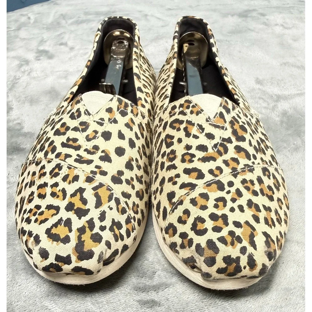 Toms Classic Alpargata Flats Womens 8 Leopard Print Canvas Slip On Shoes